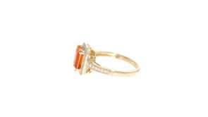 Fire Opal and .21 ct. t.w. Diamond Ring in 14kt Yellow Gold
