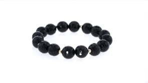10-11mm Black Onyx Bracelet with 14kt Yellow Gold
