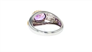 90 Carat Amethyst Ring in Sterling Silver and 14kt Yellow Gold