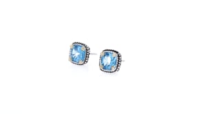 4.90 ct. t.w. Blue Topaz Stud Earrings in Sterling Silver and 14kt Yellow Gold