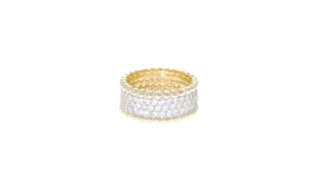 1.95 ct. t.w. CZ Beaded Ring in Two-Tone Sterling Silver