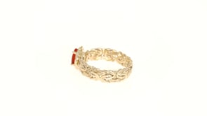 Fire Opal Byzantine Ring in 14kt Yellow Gold