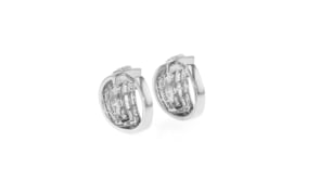 3.00 ct. t.w. Round and Baguette Diamond Hoop Earrings in Sterling Silver. 34