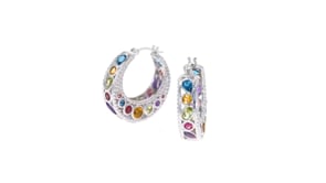 6.70 ct. t.w. Multi-Stone Hoop Earrings in Sterling Silver. 1