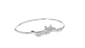 Italian Alligator Cuff Bangle Bracelet in Sterling Silver