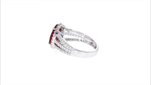 3.50 Carat Ruby and .84 ct. t.w. Diamond Triple-Shank Ring in 18kt White Gold