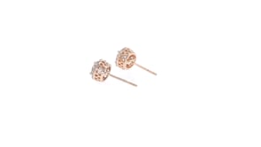 1.00 ct. t.w. Morganite and .16 ct. t.w. Diamond Halo Stud Earrings in 14kt Rose Gold