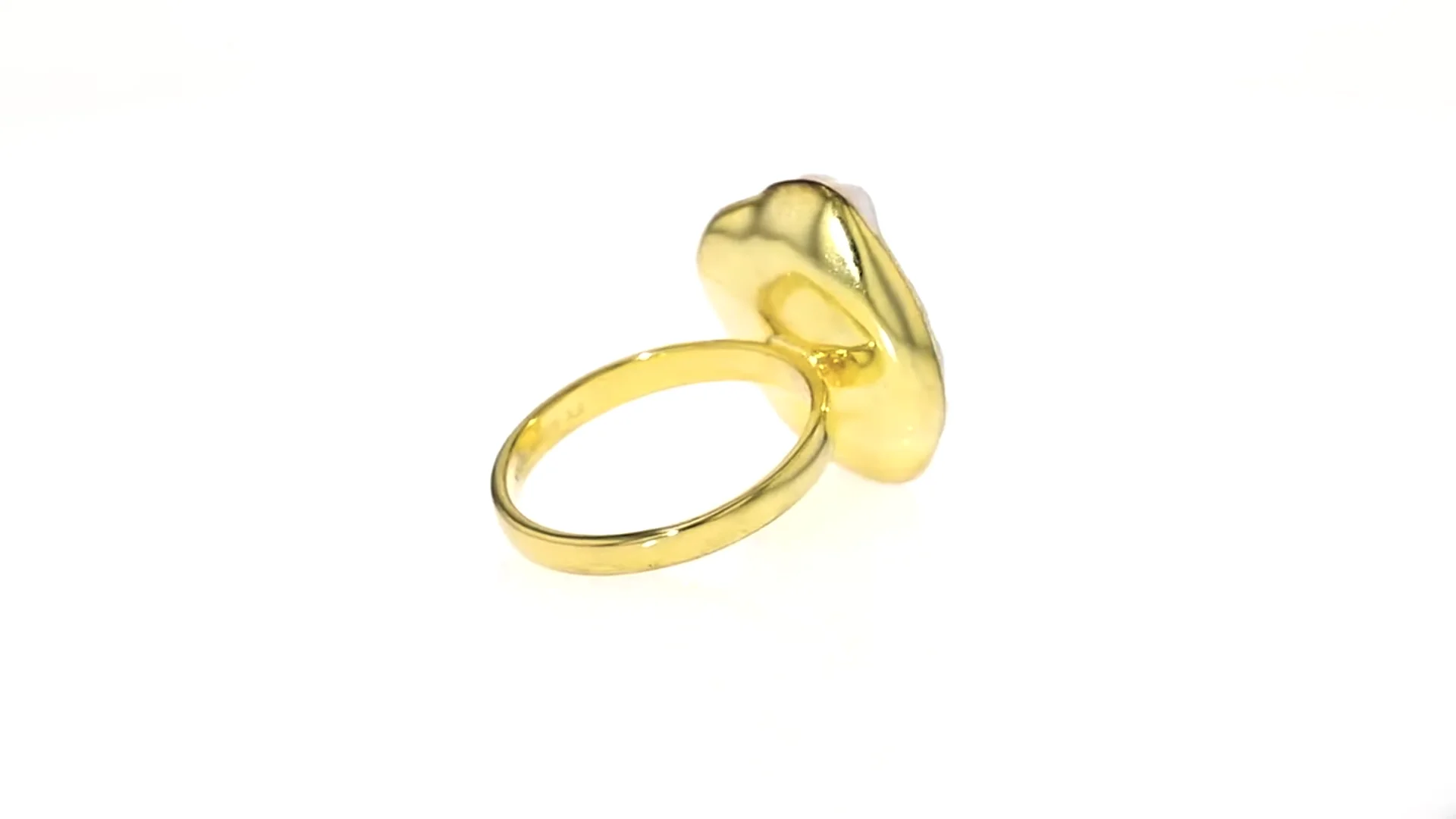 20-22mm Cultured Keshi Pearl Ring in 18kt Gold Over Sterling