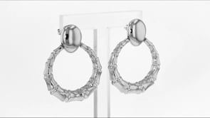 Sterling Silver Bamboo Circle Drop Earrings