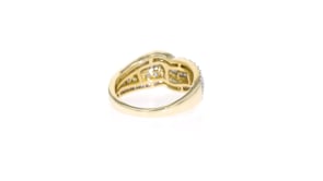 1.00 ct. t.w. Baguette and Round Diamond Curved Multi-Row Ring in 14kt Yellow Gold