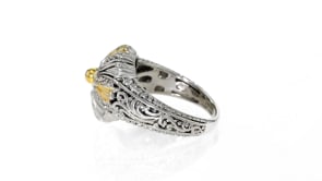 Sterling Silver with 18kt Yellow Gold Filigree Ring