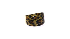 Italian Leopard Print Enamel Dome Ring in 14kt Yellow Gold