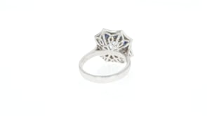 1.10 Carat Aquamarine and 2.90 ct. t.w. Sapphire Ring with Diamonds in 14kt White Gold