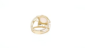 Ethiopian Opal and .10 ct. t.w. Pave Diamond Dome Ring in 14kt Yellow Gold