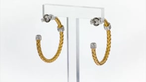 Italian .CZ Basketweave Hoop Earrings in 18kt Gold Over Sterling with Sterling Silver. 1 14