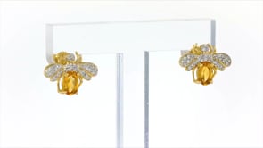80 ct. t.w. Citrine and .25 ct. t.w. Diamond Bee Earrings in 14kt Yellow Gold