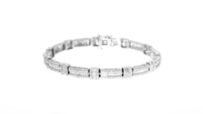 1.00 ct. t.w. Baguette and Round Diamond Bracelet in Sterling Silver