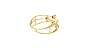 11 ct. t.w. Diamond and .10 ct. t.w. Ruby Highway Ring in 14kt Yellow Gold