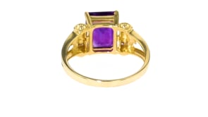 2.80 Carat Amethyst Ring with Diamond Accents in 14kt Yellow Gold
