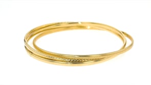 Italian 14kt Yellow Gold Interlocking Triple-Bangle Bracelet. 7.5