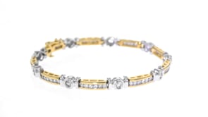 2.50 ct. t.w. Diamond Circle and Bar Bracelet in 14kt Two-Tone Gold
