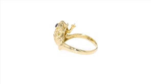 10 ct. t.w. Sapphire Frog Ring with Green Chrome Diopside Accents in 18kt Gold Over Sterling