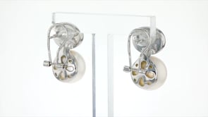 13.5-14mm Cultured Pearl and 10.00 Aquamarine Earrings in Sterling Silver