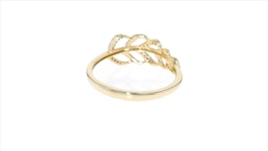 14kt Yellow Gold Diamond-Accented Leaf Ring