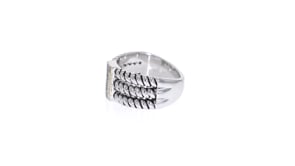 10 ct. t.w. CZ Three-Row Ring in Sterling Silver and 14kt Yellow Gold