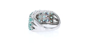 3.10 ct. t.w. Emerald Floral Ring with Diamond Accents in Sterling Silver
