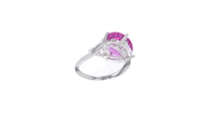6.25 Carat Simulated Pink Sapphire and 1.50 ct. t.w. CZ Ring in Sterling Silver