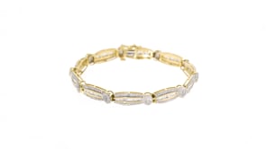 3.00 ct. t.w. Baguette and Round Diamond Bracelet in 14kt Yellow Gold