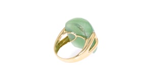 Rectangular Green Jade Ring in 14kt Yellow Gold