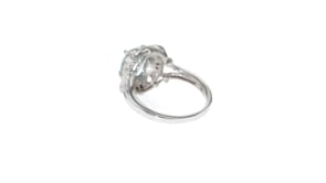1.60 Carat Aquamarine Ring with Black and White Diamond Accents in Sterling Silver