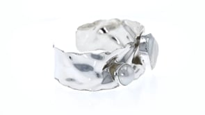 Bezel-Set Cultured Baroque and Button Pearl Cuff Bracelet in Sterling Silver
