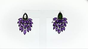 4.60 ct. t.w. Amethyst and 1.20 ct. t.w. Diopside Cluster Earrings in Sterling Silver