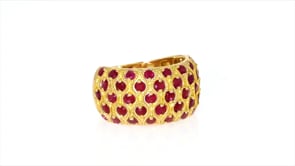 3.00 ct. t.w. Ruby Multi-Row Ring in 18kt Gold Over Sterling