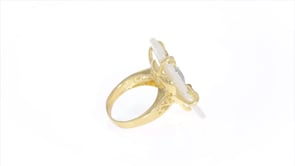 Italian Mother-Of-Pearl and .30 ct. t.w. CZ Flower Ring in 18kt Gold Over Sterling