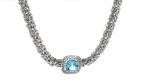 1.40 Carat Swiss Blue Topaz Byzantine Necklace in Sterling Silver