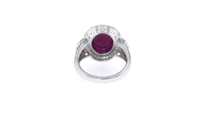 7.00 Carat Ruby and .36 ct. t.w. Diamond Ring in Sterling Silver