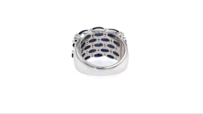 3.50 ct. t.w. Sapphire and .21 ct. t.w. Diamond Multi-Row Ring in Sterling Silver