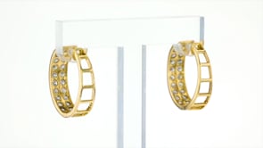 2.00 ct. t.w. Diamond Double-Row Hoop Earrings in 14kt Yellow Gold. 34