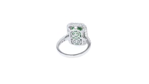 Emerald-Cut Simulated Emerald and .85 ct. t.w. CZ Ring in Sterling Silver