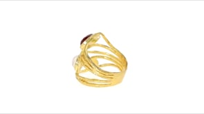 Multi-Stone Five-Row Ring in 14kt Gold Over Sterling