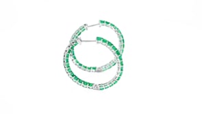 4.20 ct. t.w. Emerald Inside-Outside Hoop Earrings in 18kt White Gold. 1