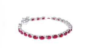 Ruby and White Topaz Tennis Bracelet in Sterling Silver with Magnetic Clasp