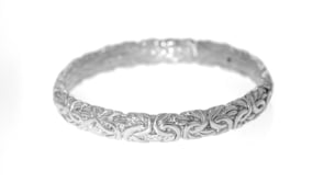 Italian Sterling Silver Flat Byzantine Bangle Bracelet