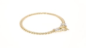 14kt Yellow Gold Butterfly Wheat Link Bracelet with Diamond Accents