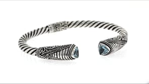 2.70 ct. t.w. Sky Blue Topaz Bali-Style Cuff Bracelet in Sterling Silver