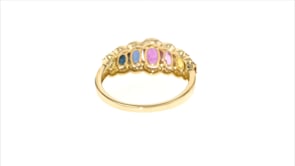1.61 ct. t.w. Multicolored Sapphire and .19 ct. t.w. Diamond Ring in 14kt Yellow Gold
